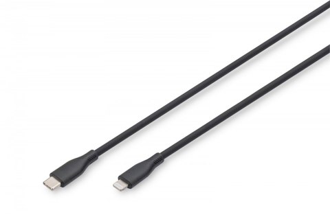 Kabel połączeniowy silikonowy USB-C - Lightning, USB 2.0 60W, certyfikat MFI, 2m Czarny Kabel połączeniowy silikonowy USB-C - Lightning, USB 2.0 60W, certyfikat MFI, 2m Czarny