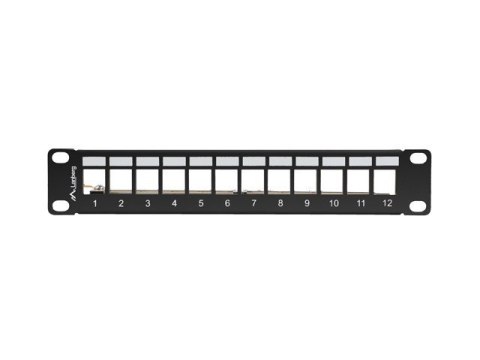 Patch Panel 12 Port 1U 10 cali FTP z organizatorem do modułów keystone czarny Patch Panel 12 Port 1U 10 cali FTP z organizatorem do modułów keystone czarny