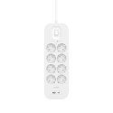 Listwa przeciwprzepięciowa SurgePlus 8x schuko 1xUSB-A 1xUSB-C 900J 2m Listwa przeciwprzepięciowa SurgePlus 8x schuko 1xUSB-A 1xUSB-C 900J 2m
