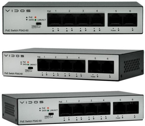 Switch PoE 4 portowy VIDOS ONE PS 42/60 Switch PoE 4 portowy VIDOS ONE PS 42/60