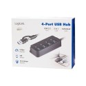 HUB 4xUSB-A, Gen1, 4x ON/OFF, czarny HUB 4xUSB-A, Gen1, 4x ON/OFF, czarny