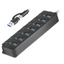 HUB USB3.2 Gen1, 7x USB-A, 7xON/OFF, czarny HUB USB3.2 Gen1, 7x USB-A, 7xON/OFF, czarny