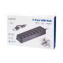 HUB USB3.2 Gen1, 7x USB-A, 7xON/OFF, czarny HUB USB3.2 Gen1, 7x USB-A, 7xON/OFF, czarny