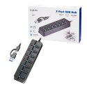 HUB USB3.2 Gen1, 7x USB-A, 7xON/OFF, czarny HUB USB3.2 Gen1, 7x USB-A, 7xON/OFF, czarny