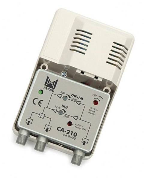 Wzmacniacz Alcad CA-210 VHF-UHF 1we/2wy wielozakresowy Wzmacniacz Alcad CA-210 VHF-UHF 1we/2wy wielozakresowy