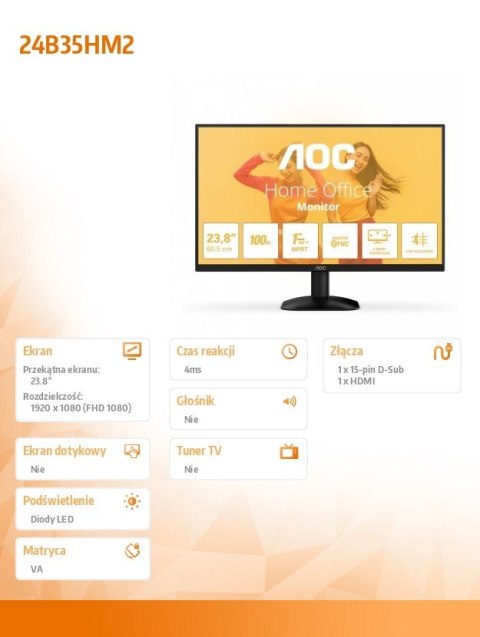Monitor 24B35HM2 23.8 cali VA 100Hz HDMI VGA Monitor 24B35HM2 23.8 cali VA 100Hz HDMI VGA