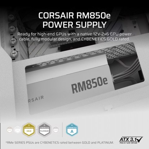 Zasilacz RM850e WHITE 80+GOLD F.MODULAR ATX 3.1 Zasilacz RM850e WHITE 80+GOLD F.MODULAR ATX 3.1