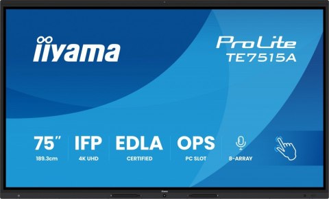 Monitor 75 cali TE7515A-B1AG IPS,4K,40pkt,550cd,DeepContrast-IR+, HDMI x2,DP,USB-C, 2 x 20W, OPS Slot x1, 5xUSB, 2xRJ45,8-Arr