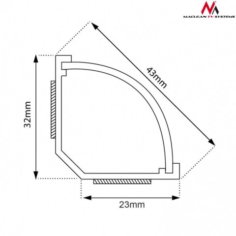 Listwa maskująca kanał kablowy 1.5m 43x23 mm Biała MCTV-575 z taśmą Listwa maskująca kanał kablowy 1.5m 43x23 mm Biała MCTV-575 z taśmą
