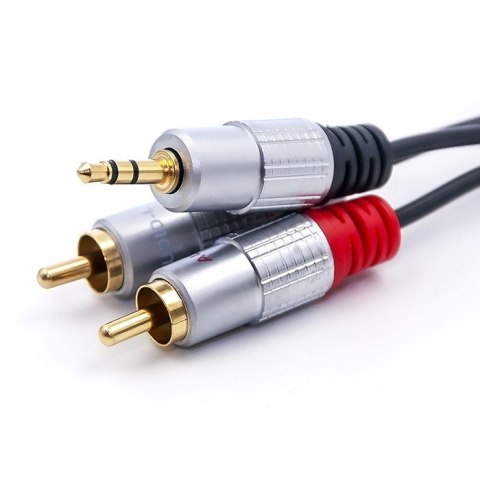 Kabel 2xRCA / Mini Jack 3.5mm | 1m | czarny Kabel 2xRCA / Mini Jack 3.5mm | 1m | czarny