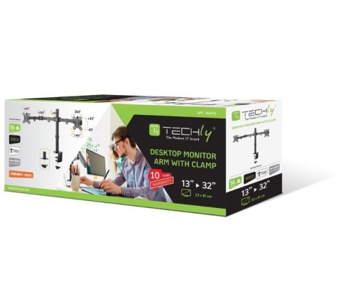 Uchwyt biurkowy na dwa monitory 13-32 cali 8kg Uchwyt biurkowy na dwa monitory 13-32 cali 8kg