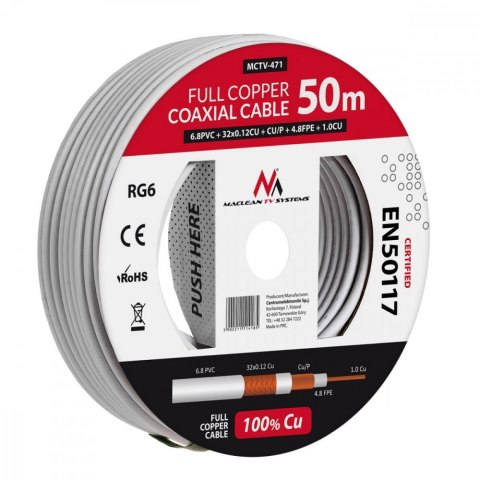 Kabel koncentryczny RG6 50m MCTV-471 Kabel koncentryczny RG6 50m MCTV-471