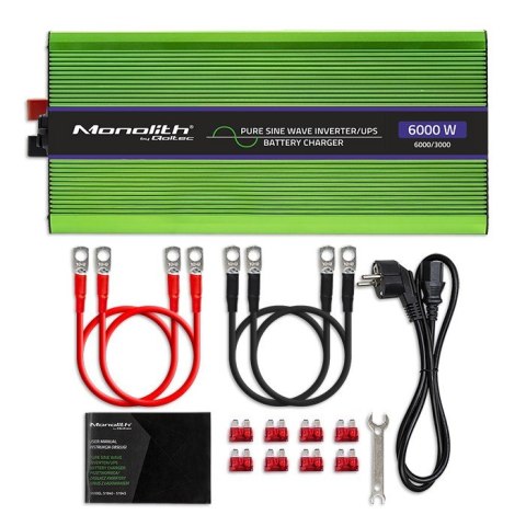 Przetwornica napięcia Monolith | ładowanie baterii | UPS | 3000W | 6000W | 12V na 230V | Czysty Sinus | LCD Przetwornica napięcia Monolith | ładowanie baterii | UPS | 3000W | 6000W | 12V na 230V | Czysty Sinus | LCD