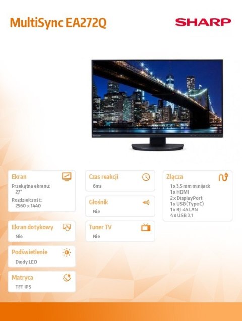Monitor MultiSync EA272QB 27 cali czarny Monitor MultiSync EA272QB 27 cali czarny