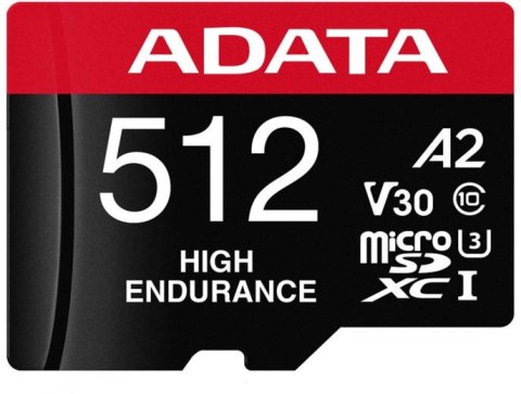 Adata Karta microSD High Endurance 512GB UHS1 U3 V30 A2 100/85MB/s + Adapter Adata Karta microSD High Endurance 512GB UHS1 U3 V30 A2 100/85MB/s + Adapter