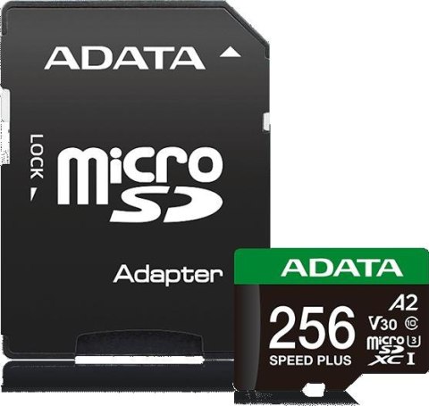 Adata Karta pamięci microSD Speed Plus 256GB UHS1 U3 V30 A2 180/160 MB/s Adata Karta pamięci microSD Speed Plus 256GB UHS1 U3 V30 A2 180/160 MB/s