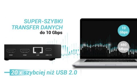 Stacja dokująca USB-C 2x HDMI Dock PD + Ładowarka 100W Stacja dokująca USB-C 2x HDMI Dock PD + Ładowarka 100W