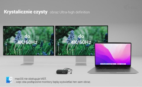 Stacja dokująca USB-C 2x HDMI Dock PD + Ładowarka 100W Stacja dokująca USB-C 2x HDMI Dock PD + Ładowarka 100W