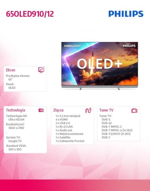 Telewizor 65 cali OLED 65OLED910/12 Telewizor 65 cali OLED 65OLED910/12