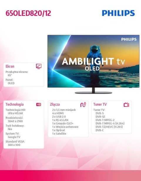 Telewizor OLED 65 cali 65OLED820/12 Telewizor OLED 65 cali 65OLED820/12
