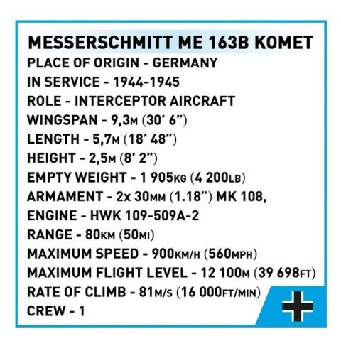 Klocki Messerschmitt Me 163B Komet 543 elementów Klocki Messerschmitt Me 163B Komet 543 elementów