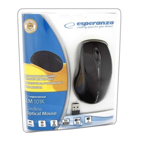 Bezprzewodowa Mysz optyczna EM101K USB, 2,4 GHz, NANO odbiornik Bezprzewodowa Mysz optyczna EM101K USB, 2,4 GHz, NANO odbiornik