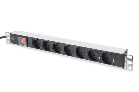 Listwa zasilająca PDU 19" RACK 7xSchuko, 2m 1xSchuko, 16A, wł./wył., aluminiowa Listwa zasilająca PDU 19" RACK 7xSchuko, 2m 1xSchuko, 16A, wł./wył., aluminiowa