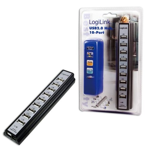 HUB USB 2.0 10-portów z zasilaczem HUB USB 2.0 10-portów z zasilaczem