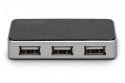 HUB/Koncentrator 4-portowy USB 2.0 HighSpeed, aktywny, czarno-srebrny