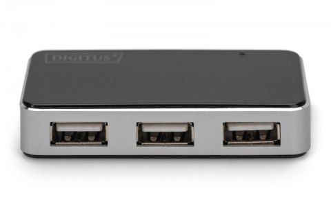 HUB/Koncentrator 4-portowy USB 2.0 HighSpeed, aktywny, czarno-srebrny HUB/Koncentrator 4-portowy USB 2.0 HighSpeed, aktywny, czarno-srebrny