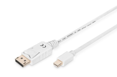Kabel połączeniowy Displayport 4K 60Hz UHD Typ miniDP/DP M/M biały 2m Kabel połączeniowy Displayport 4K 60Hz UHD Typ miniDP/DP M/M biały 2m