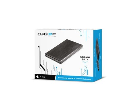 Kieszeń zewnętrzna HDD sata RHINO 2,5 USB 2.0 Aluminium Black Kieszeń zewnętrzna HDD sata RHINO 2,5 USB 2.0 Aluminium Black