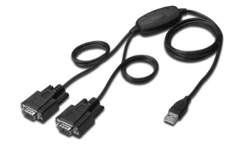Konwerter/Adapter USB 2.0 do 2x RS232 (DB9) z kablem USB A M/Ż dł. 1,5m Konwerter/Adapter USB 2.0 do 2x RS232 (DB9) z kablem USB A M/Ż dł. 1,5m