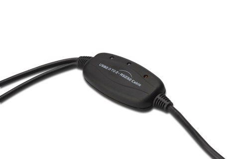 Konwerter/Adapter USB 2.0 do 2x RS232 (DB9) z kablem USB A M/Ż dł. 1,5m Konwerter/Adapter USB 2.0 do 2x RS232 (DB9) z kablem USB A M/Ż dł. 1,5m