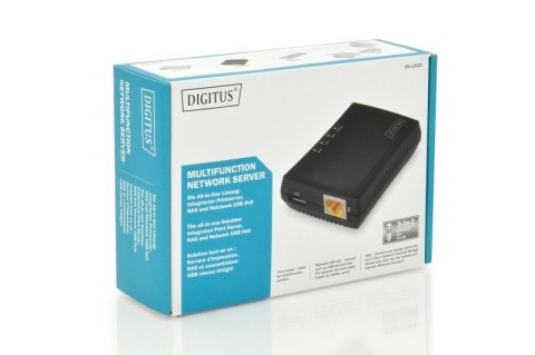Wielofunkcyjny serwer wydruku/Print server 1xUSB 2.0 Hub sieciowy, NAS, 1x RJ45, LAN 10/100Mbps Wielofunkcyjny serwer wydruku/Print server 1xUSB 2.0 Hub sieciowy, NAS, 1x RJ45, LAN 10/100Mbps