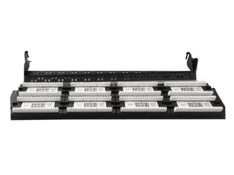 Patch Panel 48 Portów 19'' Kat.6 z funkcją organizacji kabli czarny Patch Panel 48 Portów 19'' Kat.6 z funkcją organizacji kabli czarny