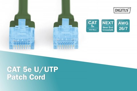 Patch cord U/UTP kat.5e PVC 10m Zielony Patch cord U/UTP kat.5e PVC 10m Zielony