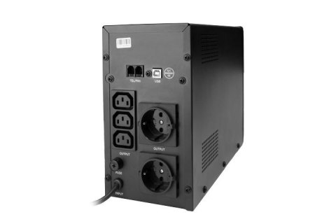 Zasilacz UPS LINE-INTERACTIVE 1500VA 3X IEC, 2X SCHUKO 230V, USB, RJ11 IN/OUT, LCD Zasilacz UPS LINE-INTERACTIVE 1500VA 3X IEC, 2X SCHUKO 230V, USB, RJ11 IN/OUT, LCD