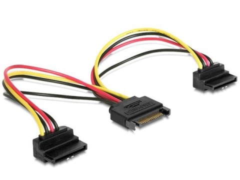 Kabel SATA zasilający (M)->2xSATA(F) kątowy 15cm Kabel SATA zasilający (M)->2xSATA(F) kątowy 15cm