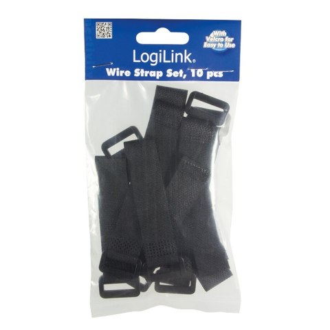 Organizator kabli, rzep, 15cm, 10szt. czarny Organizator kabli, rzep, 15cm, 10szt. czarny