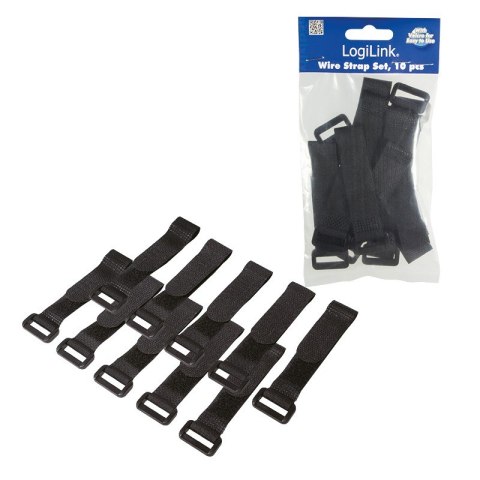Organizator kabli, rzep, 15cm, 10szt. czarny Organizator kabli, rzep, 15cm, 10szt. czarny