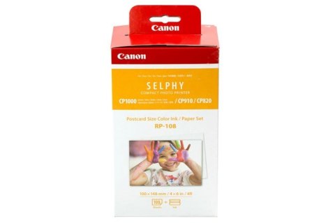 Zestaw Canon RP-108 z kolorowym atramentem i papierem 10x15 108 arkuszy 8568B001 Zestaw Canon RP-108 z kolorowym atramentem i papierem 10x15 108 arkuszy 8568B001