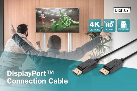 Kabel połączeniowy DisplayPort z zatrzaskami 4K 60Hz UHD Typ DP/DP M/M czarny 1m Kabel połączeniowy DisplayPort z zatrzaskami 4K 60Hz UHD Typ DP/DP M/M czarny 1m