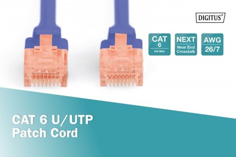 Patch cord U/UTP kat.6 PVC 2m Niebieski Patch cord U/UTP kat.6 PVC 2m Niebieski