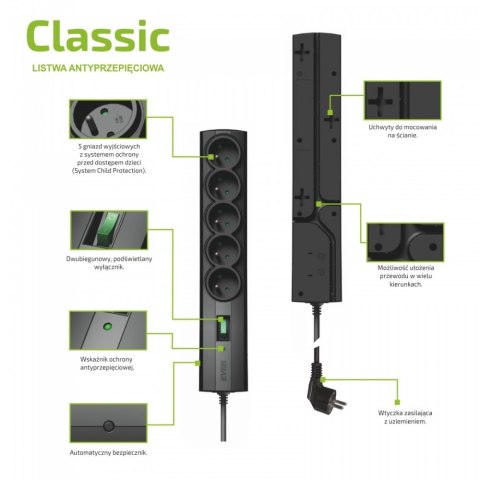 Listwa antyprzepięciowa Classic 1.5m T/LZ09-CLA015/0000 Listwa antyprzepięciowa Classic 1.5m T/LZ09-CLA015/0000