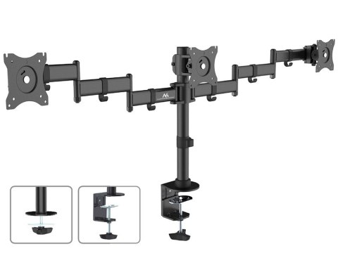 Uchwyt biurkowy na 3 monitory LCD podwójne ramiona MC-691 13"-27" 8kg Uchwyt biurkowy na 3 monitory LCD podwójne ramiona MC-691 13"-27" 8kg