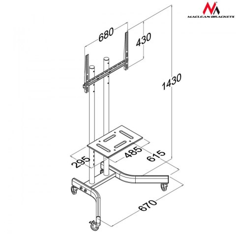 Profesjonalny stand wózek do telewizora na kółkach MC-739 max 40kg max 32-65'' Profesjonalny stand wózek do telewizora na kółkach MC-739 max 40kg max 32-65''