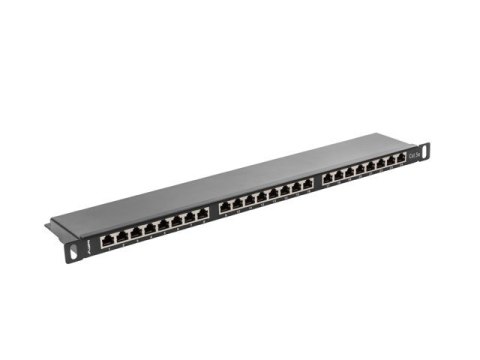 Patch Panel 24 Port 0.5U Kat.5E czarny ekranowany Patch Panel 24 Port 0.5U Kat.5E czarny ekranowany