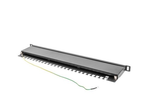 Patch Panel 24 Port 0.5U Kat.5E czarny ekranowany Patch Panel 24 Port 0.5U Kat.5E czarny ekranowany
