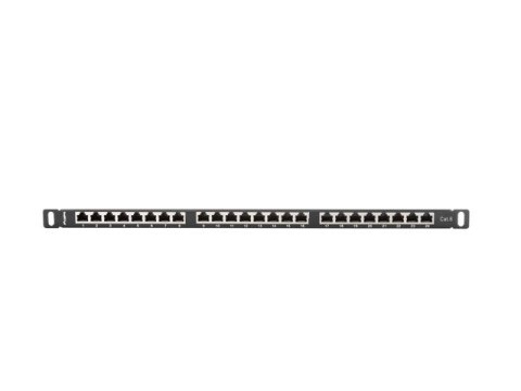 Patch Panel 24 Port 0.5U Kat.6 czarny ekranowany Patch Panel 24 Port 0.5U Kat.6 czarny ekranowany